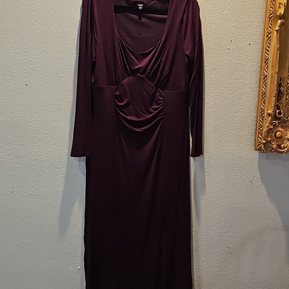 Express Burgundy Long Sleeve Sheath Dress